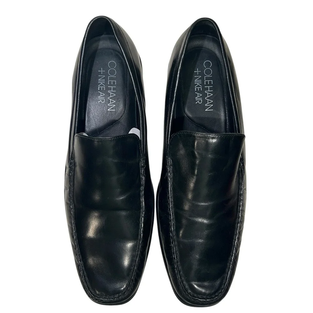 Cole Haan Nike Air Loafers Classic Black Leather Slip On Shoes 11 C08202